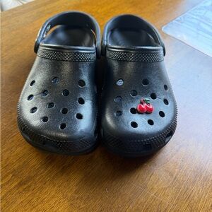 CROCS Kids Black Classic Clog with Cherry Charm